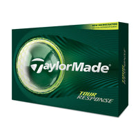 TaylorMade Tour Response golf ball box shown at an angle highlighting new microcoating.