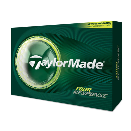 TaylorMade Tour Response golf ball box shown at an angle highlighting new microcoating.