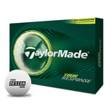 TaylorMade Tour Response golf ball box with custom logo imprint option shown on ball.
