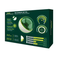 Back of TaylorMade Tour Response packaging detailing speed wrapped core and urethane cover.