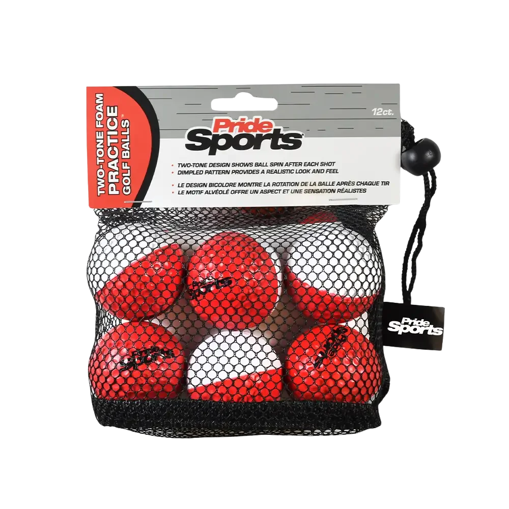 Packaging of the two tone foam practice balls.