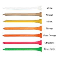 Different color options for the wood tees. 