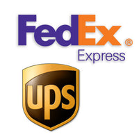 Logos of FedEx Express and UPS on a white background