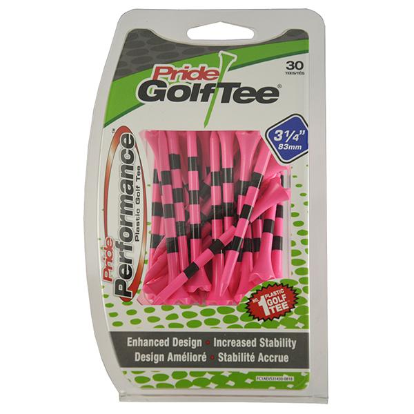 Striped Pride Performance® Plastic Tees - 3 1/4" Citrus Pink