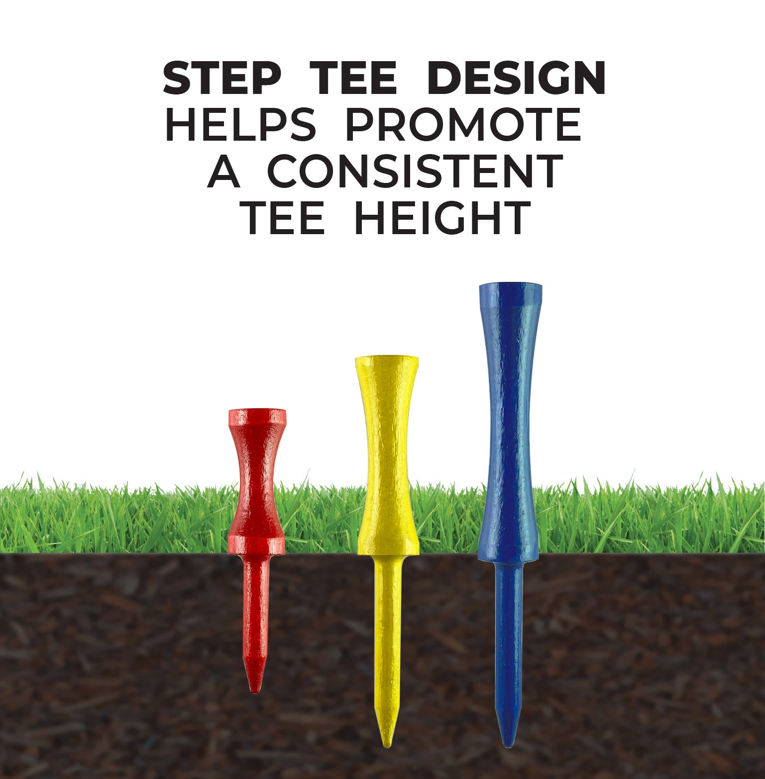 Professional Tee System™ (PTS) Step Tees™ - Wood Golf Tees